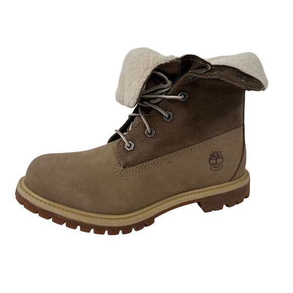 Timberland Roll Top Boots Womens 8 Light Brown Nubuck Warm Lined Fleece WP - Picture 6 of 14